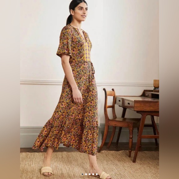 Boden Dresses & Skirts - BODEN Notch Neck Jersey Maxi Dress Honeycomb, Decorative Bloom Size 12R